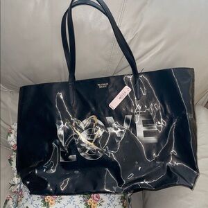 Victoria’s Secret Large Black Bag Love Tote Bag Smoky Design w/ Tag